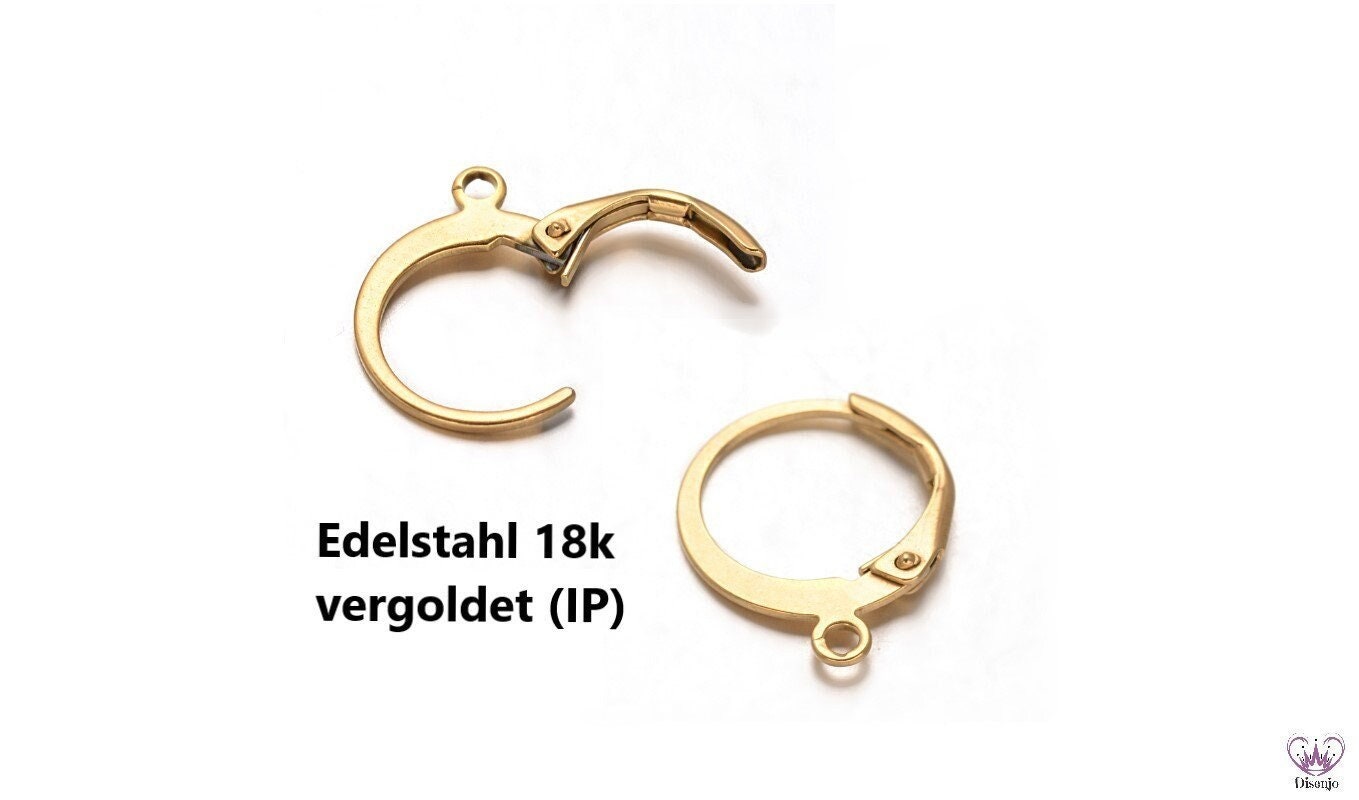 Ohrring Halterung 14K Weißgold Ohrring-Halterung Rund, Vorgekerbt