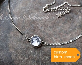 Birth Moon necklace, Personalized Moon Phase Necklace, full moon necklace, Pendant, Personalized Birthday Gift