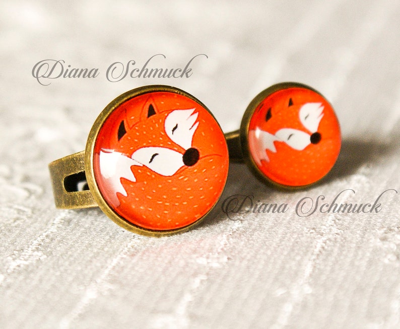 Fox ring, fox, ring, fox face, orange, adjustable, autumn, winter, foxy image 2