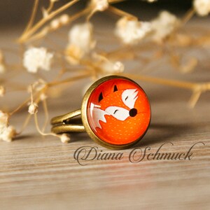 Fox ring, fox, ring, fox face, orange, adjustable, autumn, winter, foxy image 1