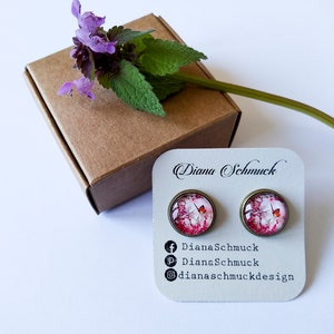 COLORFUL FLORAL EARRINGS stud earrings Flower stud earrings Cherry blossom earrings Butterfly earrings image 4
