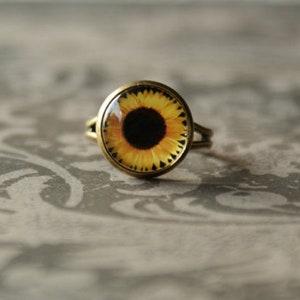 Sunlower ring, garden ring, adjustable, bridesmaid image 2