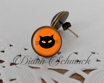 Halloween Cat, Halloween, cat earrings, black cat, black kitty, pumpkin, ghost, cobweb, halloween gift, best friend gift, trick or treat