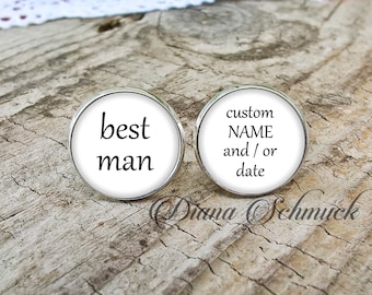 Best Man Wedding Cufflinks, Personalized, Best Man Cufflinks, Best Man Gift, Custom Cuff Links for Wedding with name and/or date
