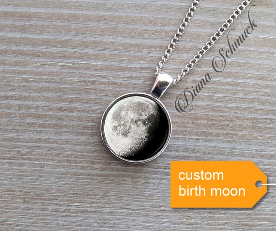 Birth Moon Necklace Moon Necklace Custom Birth Moon Pendant