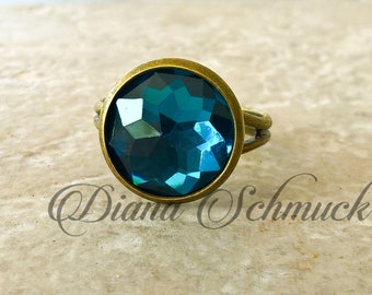 Turquoise glas ring, groene Oceaan, vintage