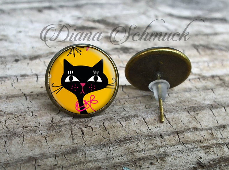 Cat earrings, girlfriend gift, black kitty, gift for women gift for her gift for sister for mom best friend gift idea image 1