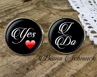 cufflinks, Yes I Do, cuff links, She said Yes, wedding cufflinks, groom cufflinks, gift for the Groom, wedding accessories