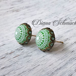 Green Mosaic Earrings, dangle, green earrings image 2