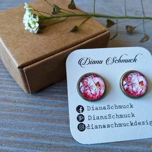 COLORFUL FLORAL EARRINGS stud earrings Flower stud earrings Cherry blossom earrings Butterfly earrings image 3