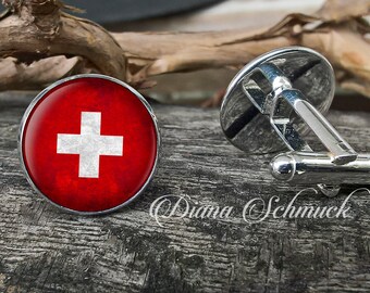 cufflinks, Swiss Flag, cuff links, Switzerland Flag, World Flag Cufflinks, flag cufflinks, New Citizen, Gift for Him, Patriotic, Citizenship