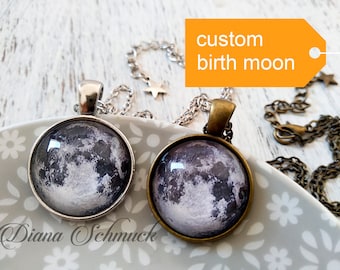 Collier personnalisé de phase de lune de naissance, lune personnalisée, collier minuscule de lune, collier, bijoux personnalisés