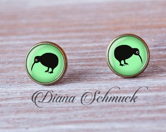 Kiwi Earrings Bird Earrings Kiwi studs bronze New Zealand Everyday earrings mom gift bird jewelry birthday gift