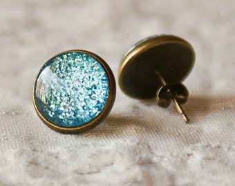 Blue Moon Studs, moon earrings, universe, galaxy