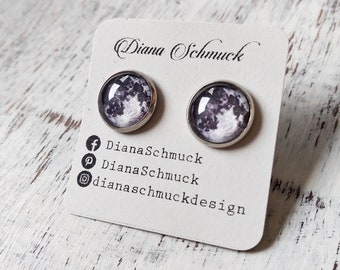 FULL Moon Earrings Moon Earrings moon stud earrings moon jewelry space planet moon posts moon studs best friend gift