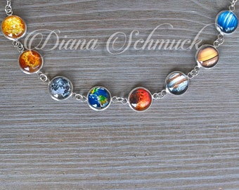 Solar System Necklace, Earth, Moon necklace