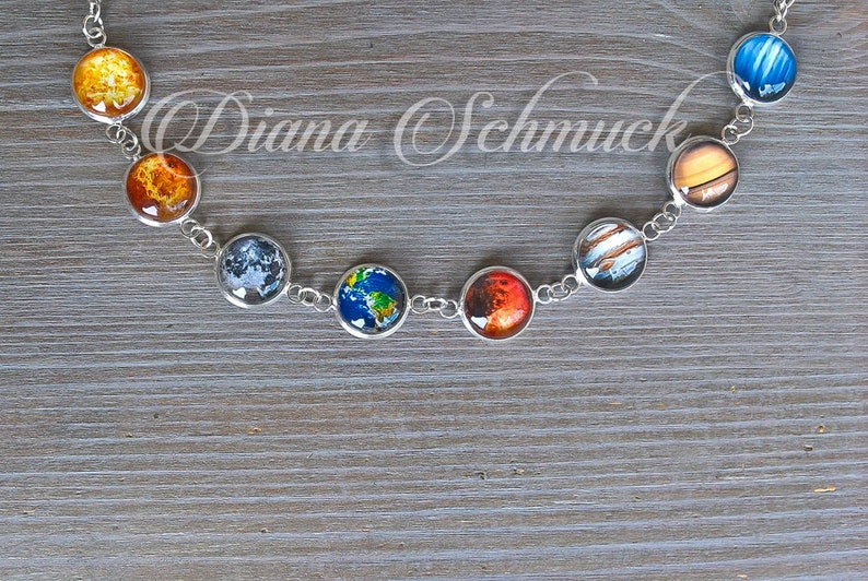 Solar System Necklace, Earth, Moon necklace imagen 3