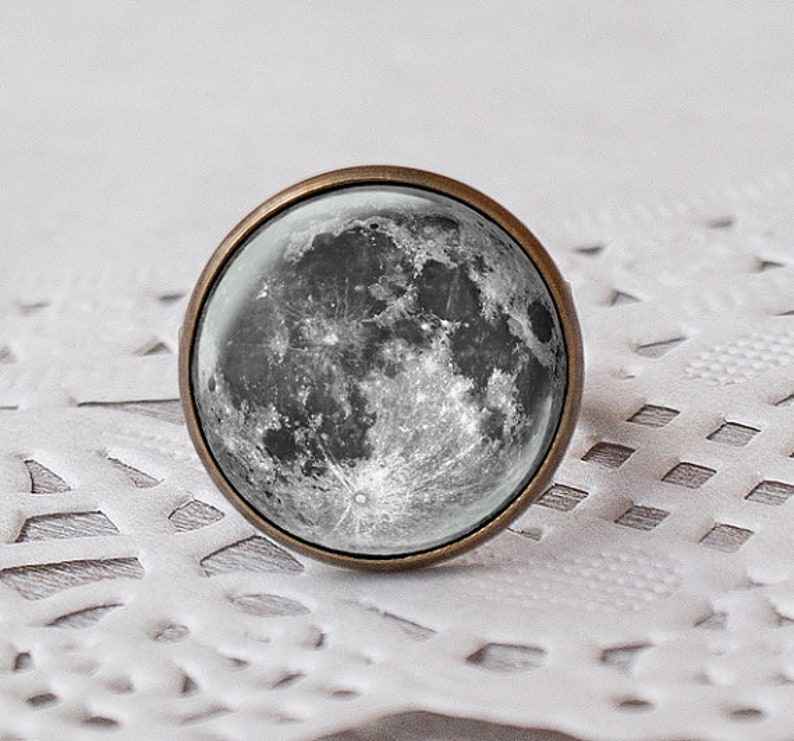 Moon Ring, Full Moon ring, planet ring, adjustable image 1