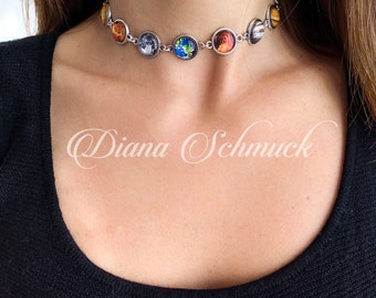 Solar System, Choker, Solar system necklace, Planet Choker, Universe Necklace, Galaxy Necklace