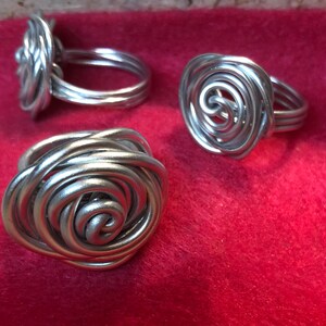 Twisted Wire Rose Ring, lightweight aluminum, made to order in your size