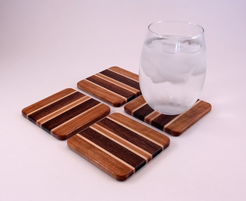 Wood Coasters Wood Coaster Set Wood Coasters With Holder Etsy