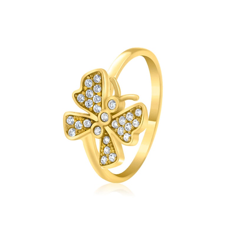 Butterfly Gold Ring with Sparkly Gemstones
