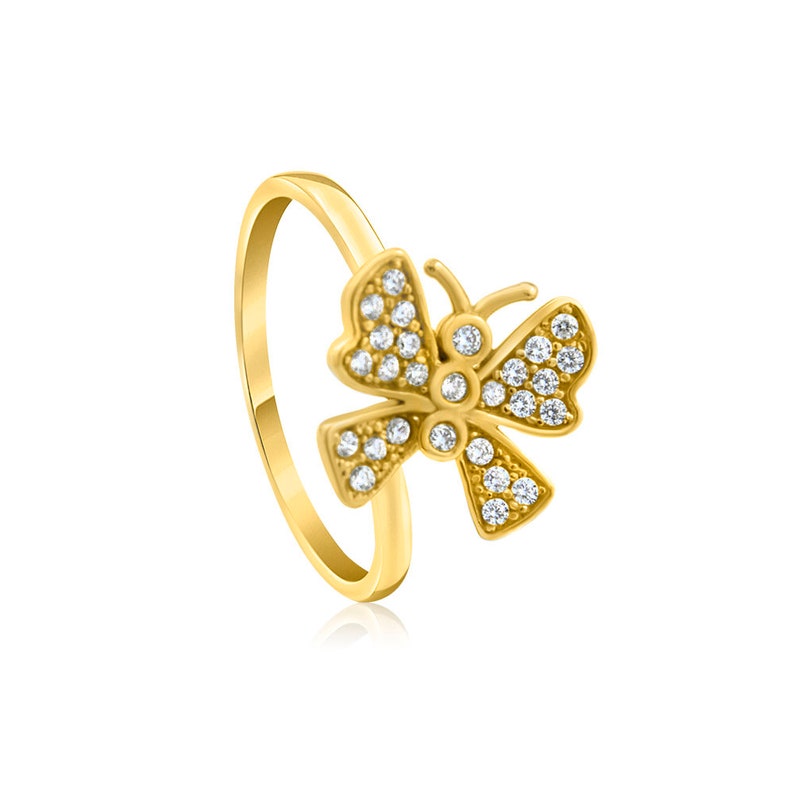 Butterfly Gold Ring with Sparkly Gemstones