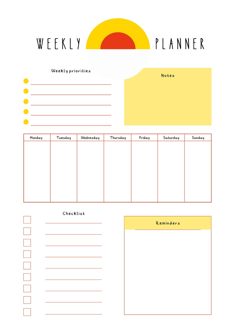 Weekly Planner Printable, Tracking Habits, Digital Planner, Weekly ...