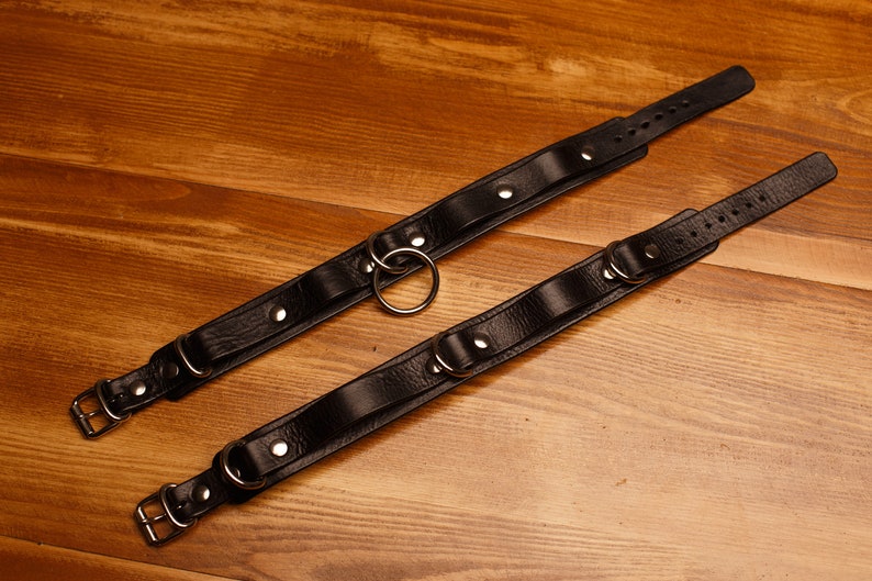 Slave Collar Leather Collar BDSM collar BDSM Italian leather and chromed steel collar Submissive Collar Pet Play Leather Bondage
