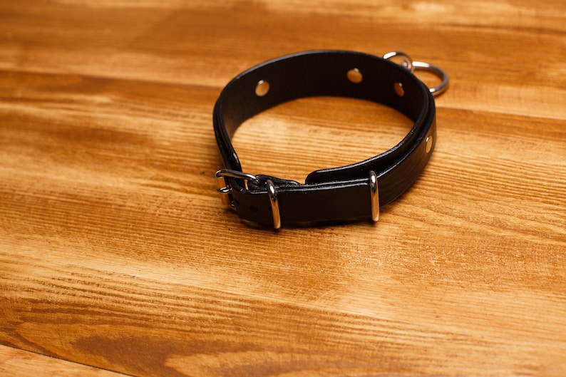 Slave Collar Leather Collar BDSM collar BDSM Italian leather and chromed steel collar Submissive Collar Pet Play Leather Bondage