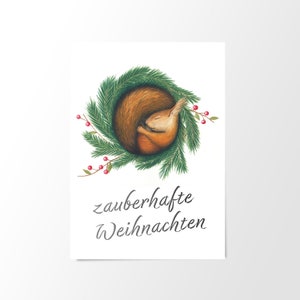 Postkarte Weihnachten Eichhörnchen