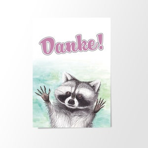 Postkarte Waschbär Danke