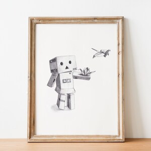 4 murale "Papierowy ptak i kartonowy człowiek"
