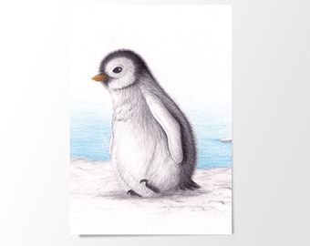 Postkarte Pinguin