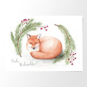 Postkarte Weihnachten Fuchs