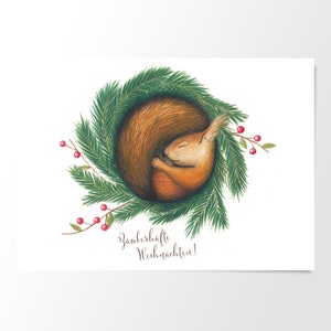 Postkarte Weihnachten Eichhörnchen