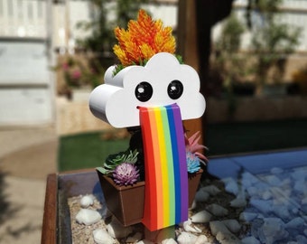 Rainbow Puking Cloud - Cute Kawaii Duo Planter