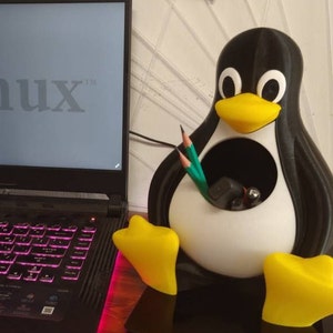 Tux The Penguin Linux Mascot Desk Organizer Planter image 8