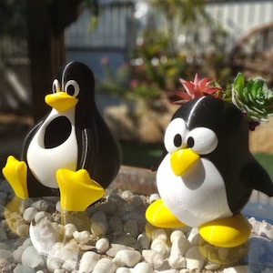 Tux The Penguin Linux Mascot Desk Organizer Planter A set of Both