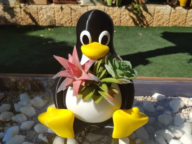 Tux The Penguin Linux Mascot Desk Organizer Planter Classic Tux