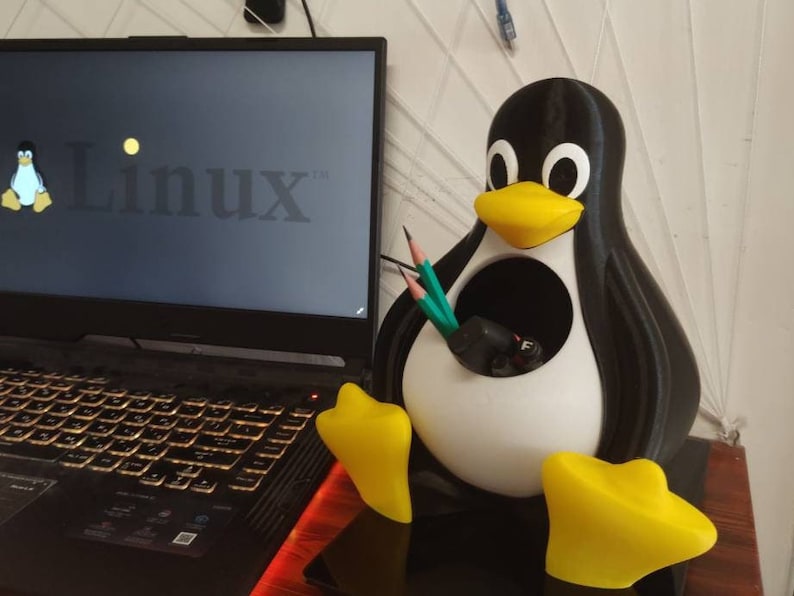 Tux The Penguin Linux Mascot Desk Organizer Planter image 9