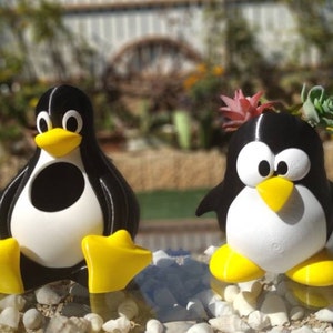 Tux The Penguin Linux Mascot Desk Organizer Planter image 1