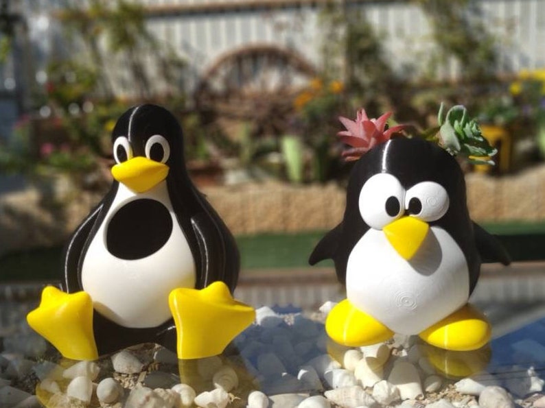 Tux The Penguin Linux Mascot Desk Organizer Planter image 1