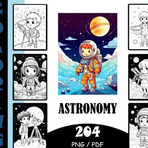 204 pages mignonnes premium d'astronomie | PNG | Imprimable | Lot revendable | Modèles de toile | Pack DPP | Forfait MRR | Droits de revente