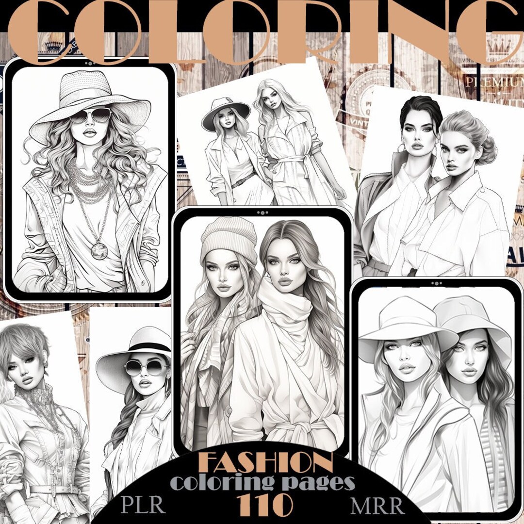 110 Coloring Pages of Female Fashion Models to Use or Resell Resellable ...