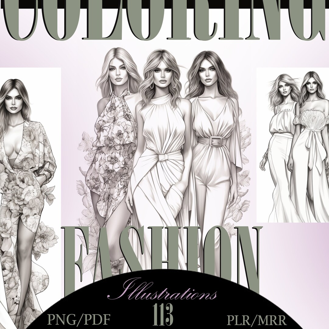 113 Coloring Pages of Female Fashion Models to Use or Resell P2 ...