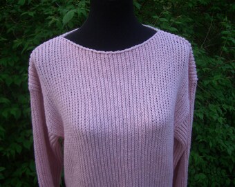 Pullover rose - Grobstrick  Baumwolle -  Gr. 40/42   - Handarbeit