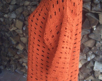 Tunika - Häkelpullover - orange - Gr. 40/42 - Handarbeit - Baumwolle