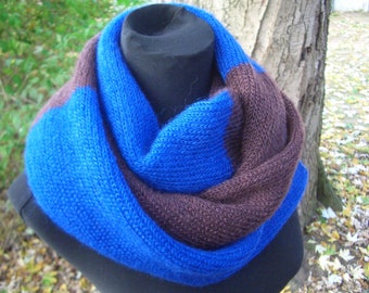 light mohair/silk scarf with block stripes blue/brown