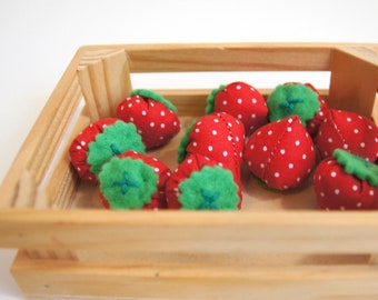 Erdbeeren Stoff - Kaufladen, Kinderküche